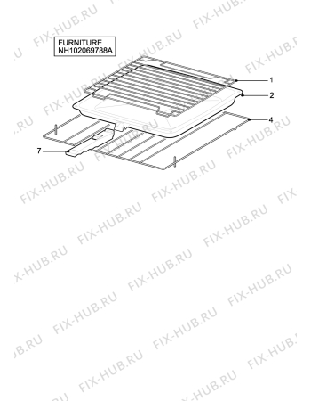 Взрыв-схема плиты (духовки) Tricity Bendix TBD950X - Схема узла H10 Furniture